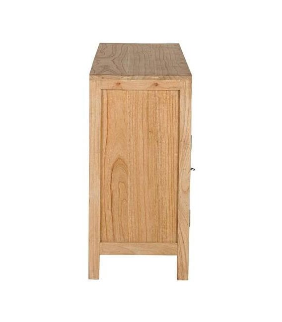 Aparador madera mindi natural con puertas cristal colonial 12