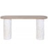 Consola entrada XL madera natural patas metal efecto piedra blanca