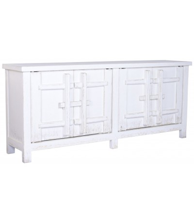 Aparador en madera maciza de olmo blanco rozado estilo oriental