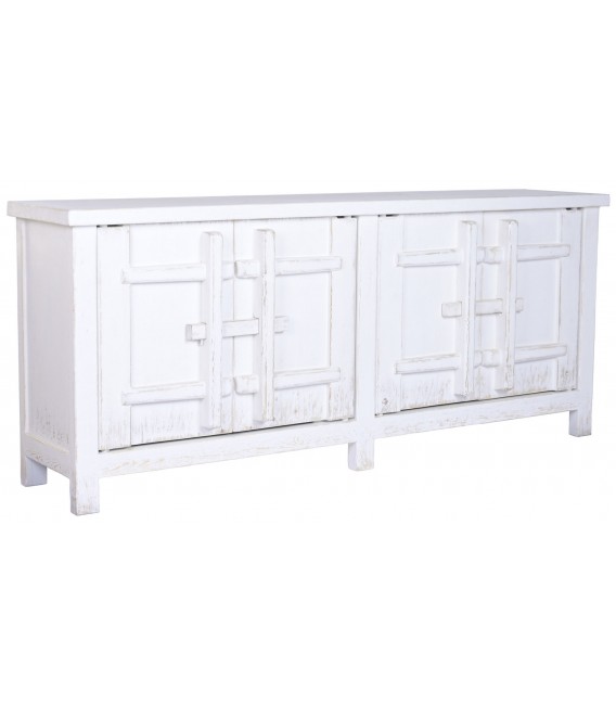 Aparador en madera maciza de olmo blanco rozado estilo oriental