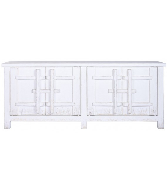 Aparador en madera maciza de olmo blanco rozado estilo oriental 1