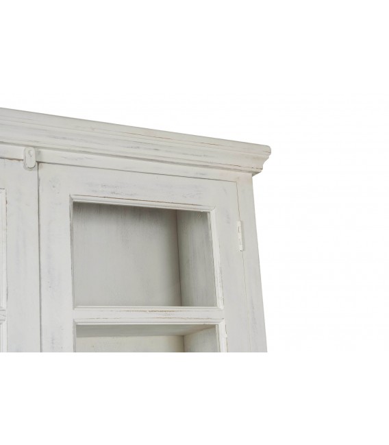 Vitrina grande madera maciza de mango blanco rozado estilo boho 2