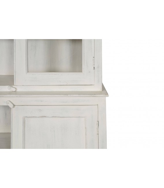 Vitrina grande madera maciza de mango blanco rozado estilo boho 3