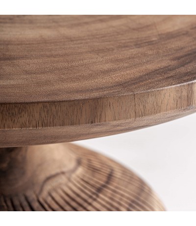 Mesa de centro circular de madera suar natural marrón satinado 1