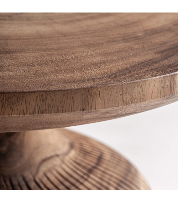 Mesa de centro circular de madera suar natural marrón satinado 1
