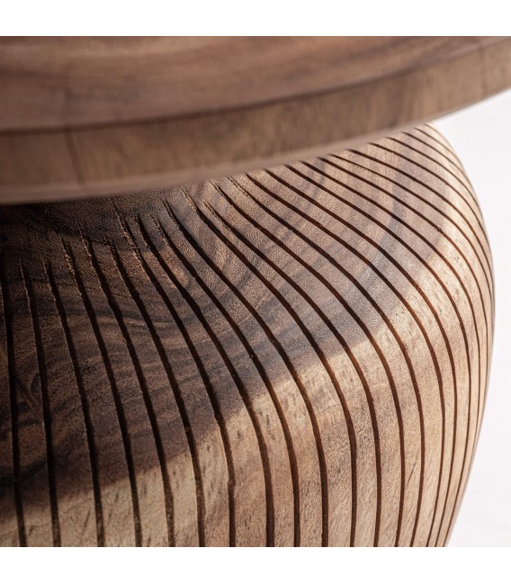 Mesa de centro circular de madera suar natural marrón satinado 2