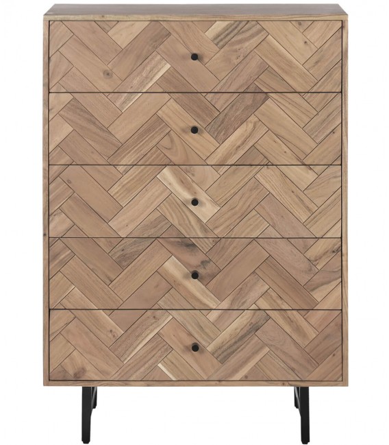 Sinfonier madera maciza de acacia con cinco cajones estilo industrial 1