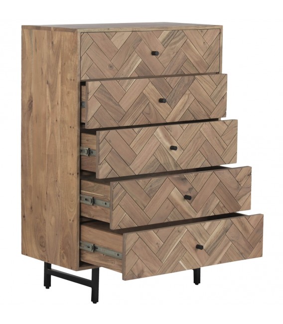 Sinfonier madera maciza de acacia con cinco cajones estilo industrial 2