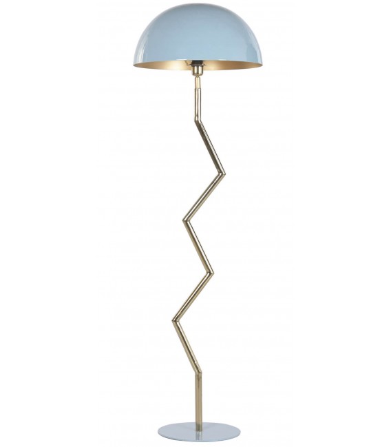 Lámpara de pie en metal lacado en azul y dorado estilo art decó 1