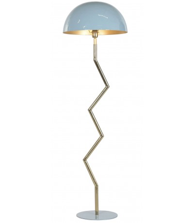Lámpara de pie en metal lacado en azul y dorado estilo art decó