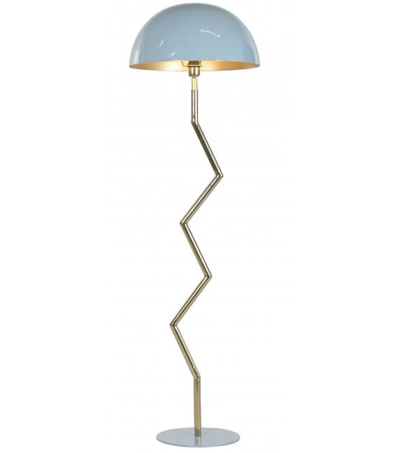 Lámpara de pie en metal lacado en azul y dorado estilo art decó