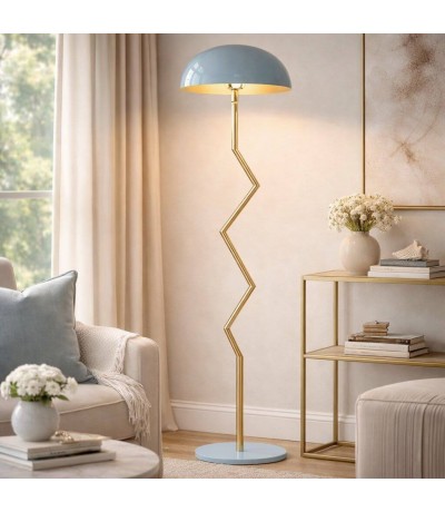 Lámpara de pie en metal lacado en azul y dorado estilo art decó Mdmhogar