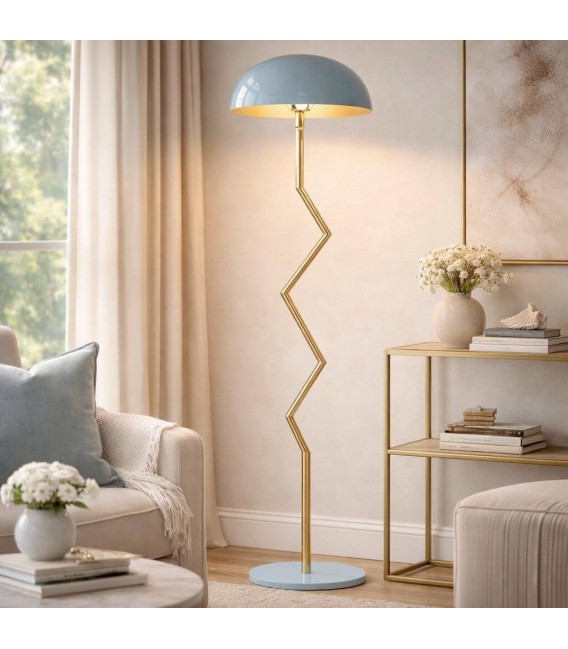 Lámpara de pie en metal lacado en azul y dorado estilo art decó Mdmhogar
