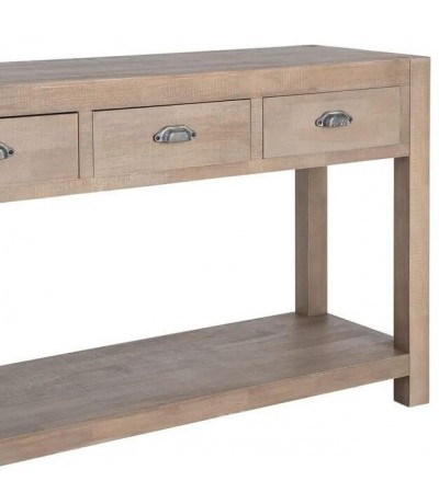 Consola de entrada madera natural con tres cajones estilo boho