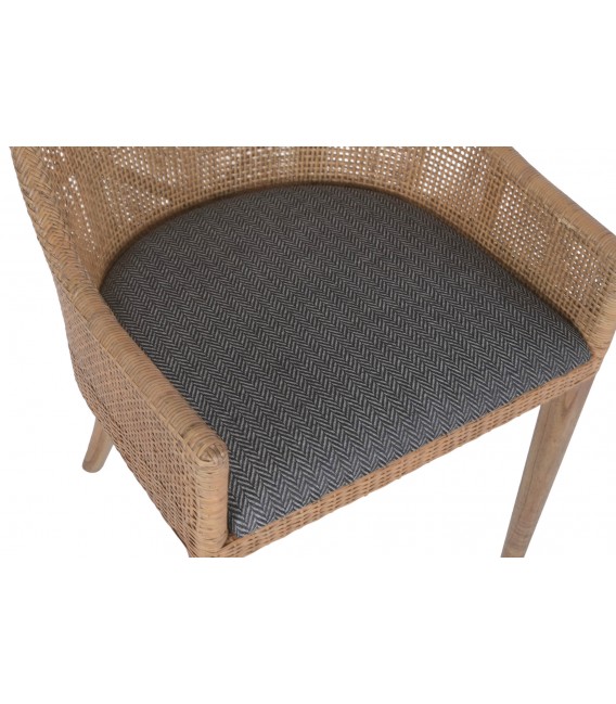 Silla de comedor cómoda en ratán y madera de mindi estilo boho 4