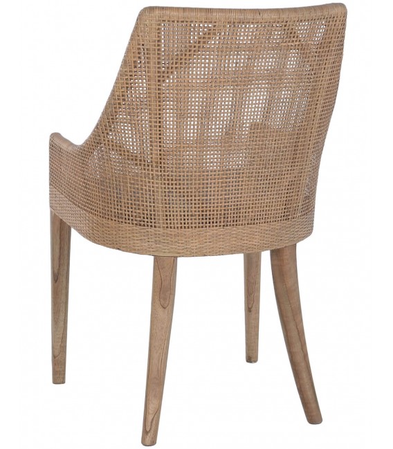 Silla de comedor cómoda en ratán y madera de mindi estilo boho 2