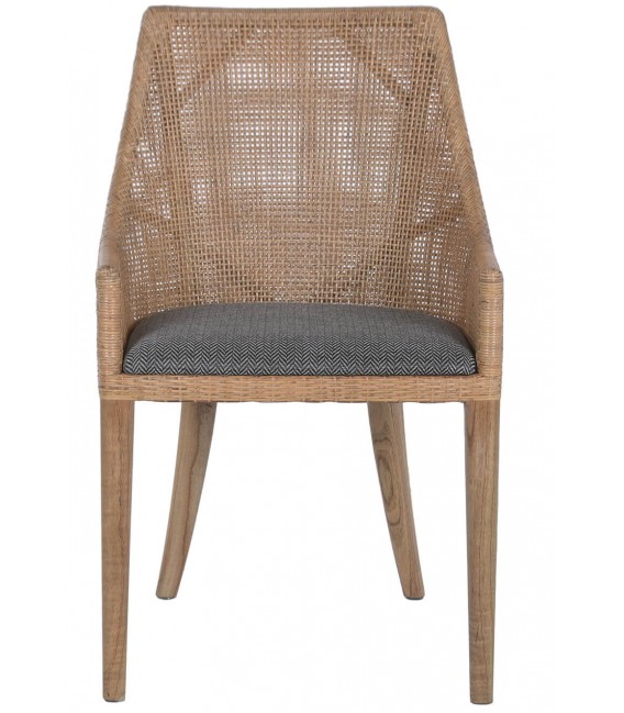 Silla de comedor cómoda en ratán y madera de mindi estilo boho 1