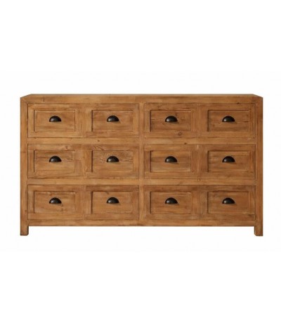 Cómoda de madera reciclada natural con seis cajones estilo boho