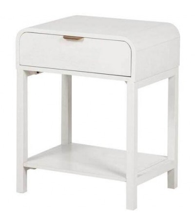 Mesita de noche madera blanca con 1 cajón estilo contemporáneo