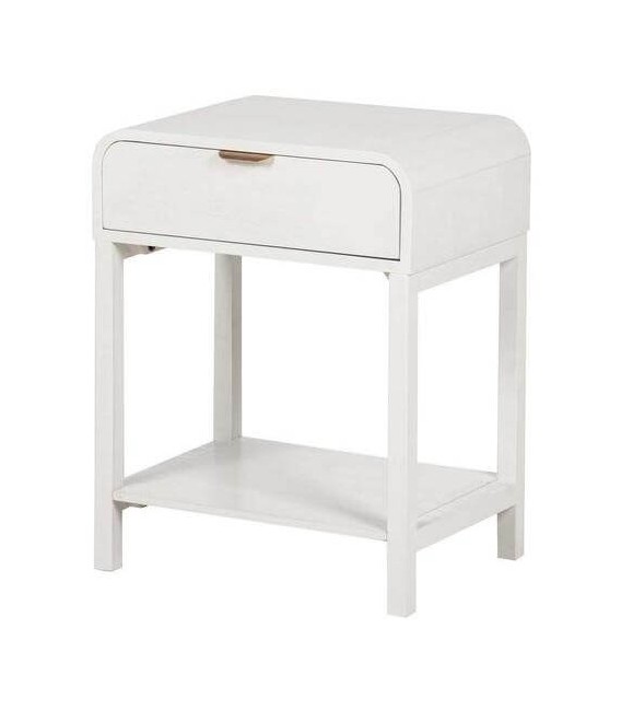 Mesita de noche madera blanca con 1 cajón estilo contemporáneo
