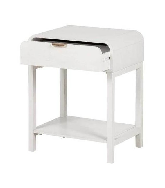 Mesita de noche madera blanca con 1 cajón estilo contemporáneo 2