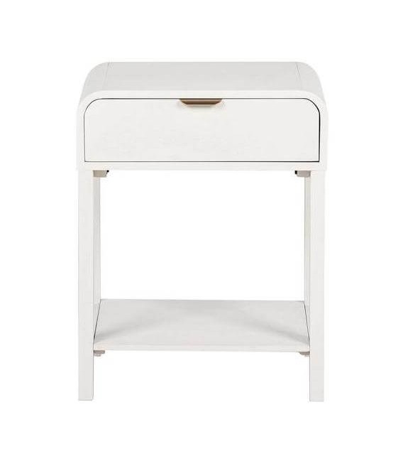 Mesita de noche madera blanca con 1 cajón estilo contemporáneo 1