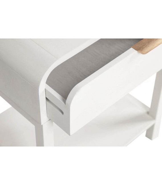 Mesita de noche madera blanca con 1 cajón estilo contemporáneo 4