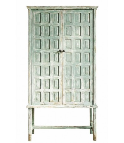 Armario alacena vintage de  madera reciclada color verde rozado