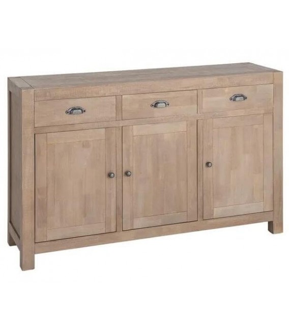 Consola aparador boho madera natural tres cajones y tres puertas