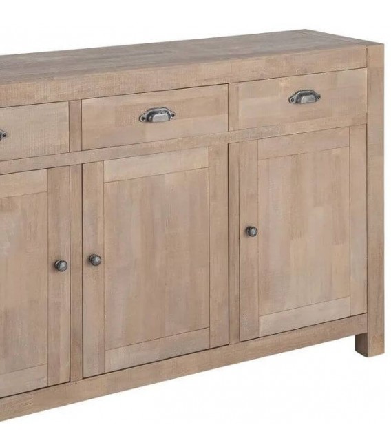 Consola aparador boho madera natural tres cajones y tres puertas 2