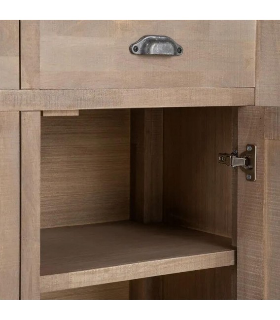 Consola aparador boho madera natural tres cajones y tres puertas 6