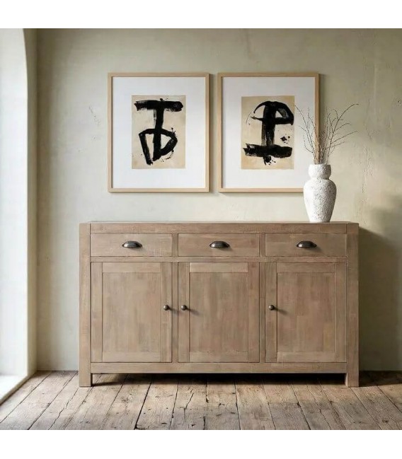 Consola aparador boho madera natural tres cajones y tres puertas mdmhogae