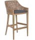 Taburete para barra ratán y madera mindi natural asiento tapizado