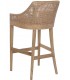 Taburete para barra ratán y madera mindi natural asiento tapizado 2