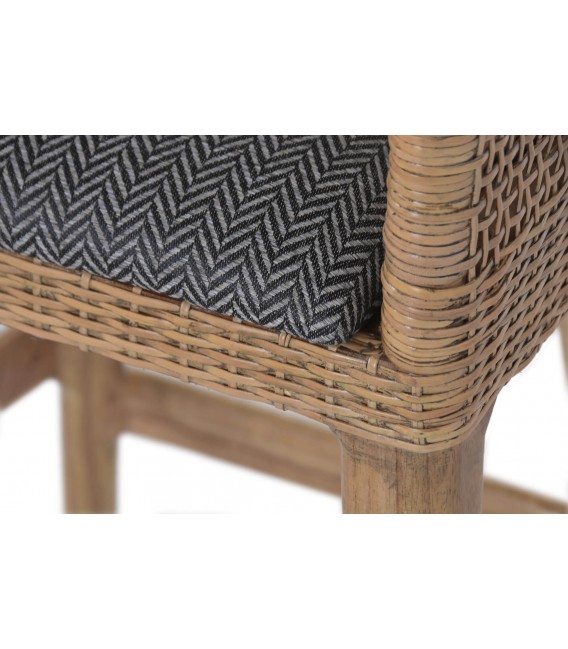 Taburete para barra ratán y madera mindi natural asiento tapizado 5
