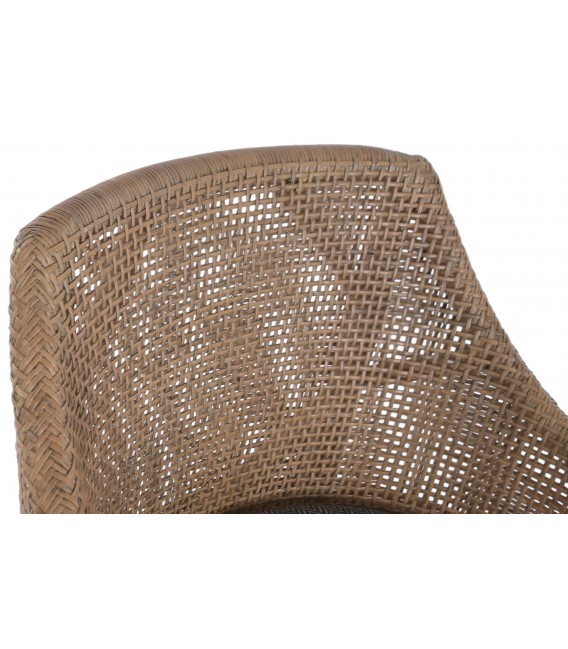 Taburete para barra ratán y madera mindi natural asiento tapizado 3