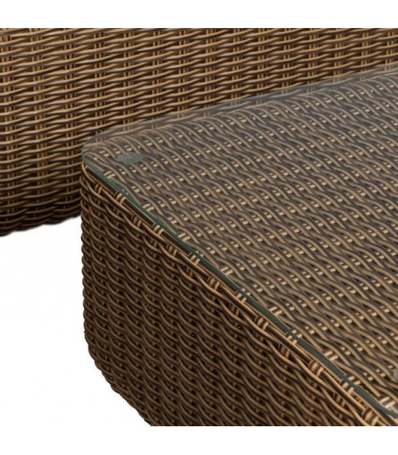 Set exterior sofa de tres plazas dos sillones y  mesa de fibra 4
