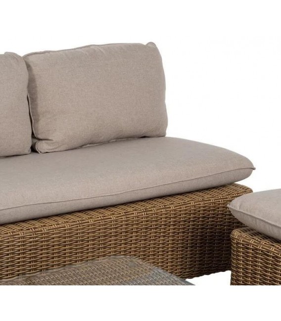Set exterior sofa de tres plazas dos sillones y  mesa de fibra 5