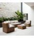 Set exterior sofa de tres plazas dos sillones y  mesa de fibra mdmhogar