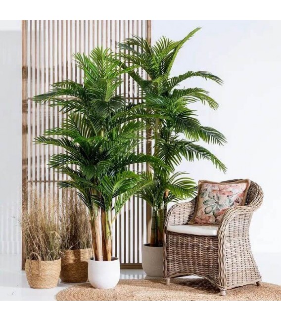 Planta artificial de interior grande con maceta negra decorativa mdmhogar