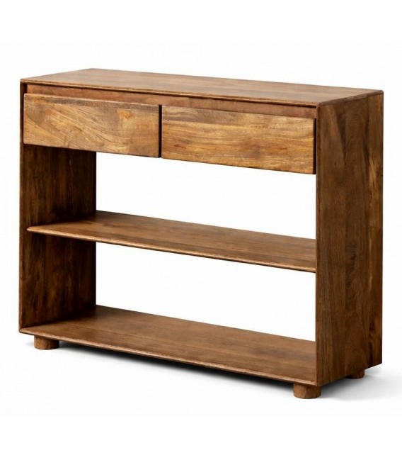 Consola de entrada de madera de mango oscura con cajones boho