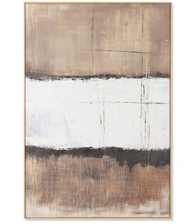 Cuadro abstracto vertical muy grande lienzo marco madera natural