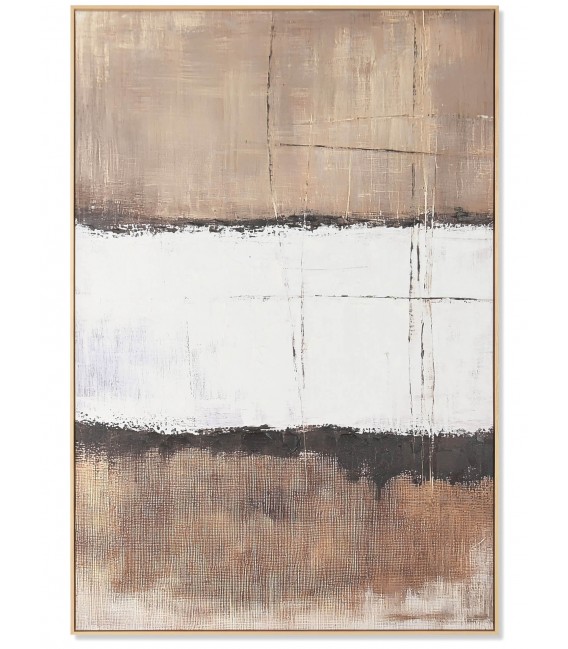 Cuadro abstracto vertical muy grande lienzo marco madera natural