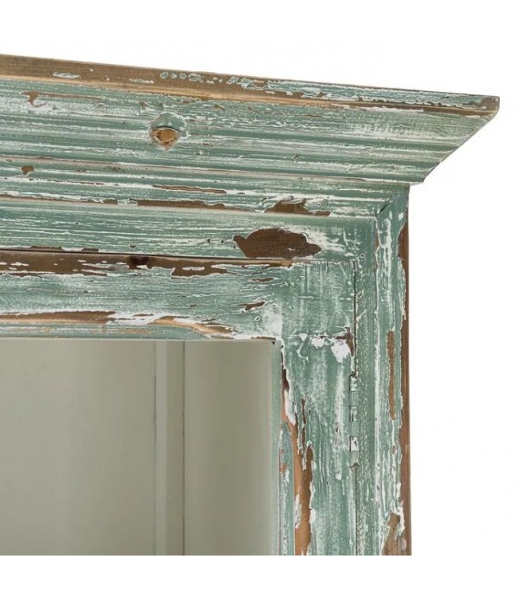 Vitrina vintage de color verde rozado madera reciclada cristal 9