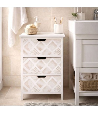 Cajonera auxiliar 3 cajones blanca cajones decorados gris para baño Mdmhogar
