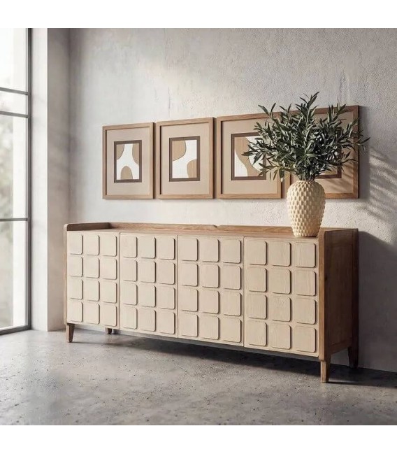 Aparador boho madera reciclada acabado color beige decorativo mdmhogar
