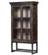 Vitrina clásica industrial madera negra decapada puertas cristal
