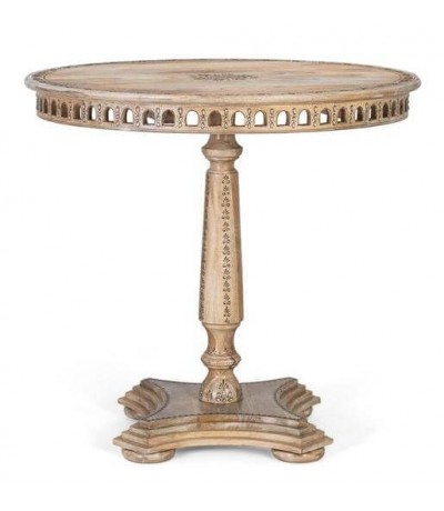Mesa velador madera de mango maciza tallada y decorada a mano