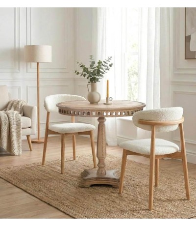 Mesa velador madera de mango maciza tallada y decorada a mano Mdmhogar