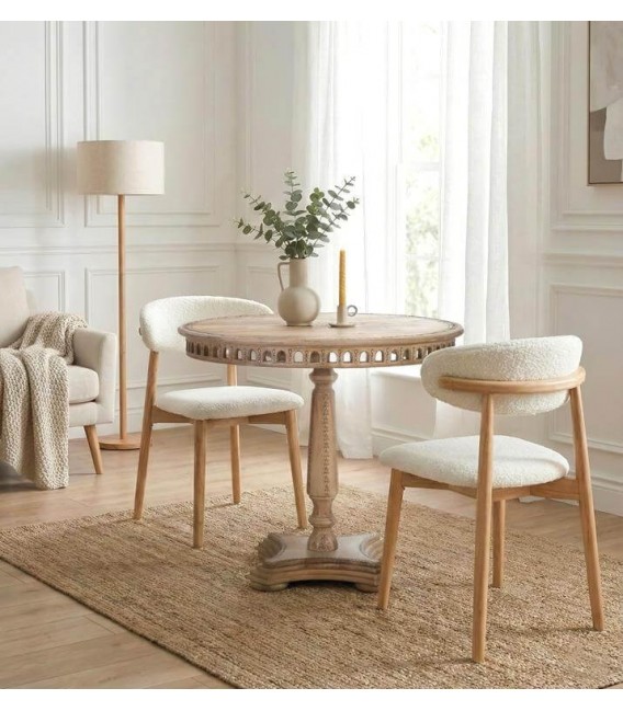 Mesa velador madera de mango maciza tallada y decorada a mano Mdmhogar
